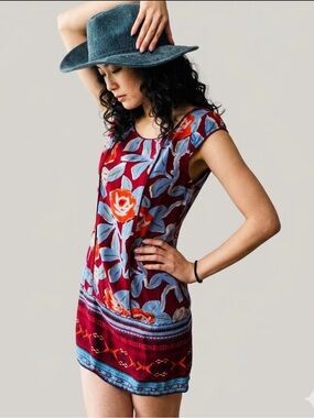 Hurley Retro Flower Floral Dress Medium Boho Western Medium